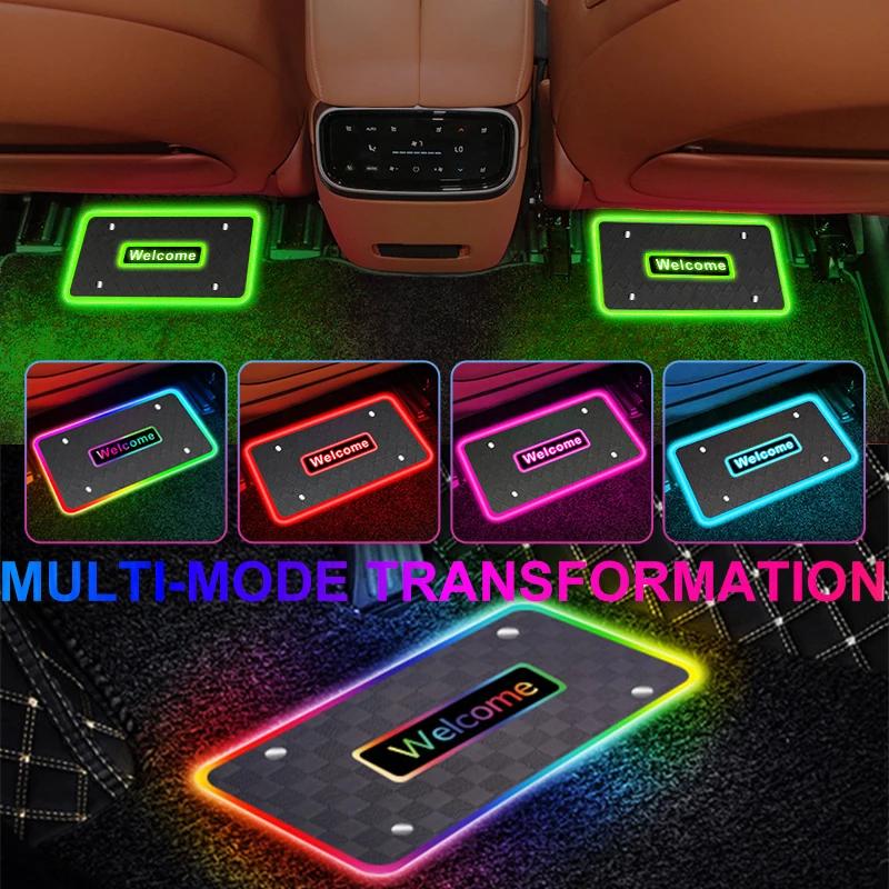4/2 in 1 Car Floor Mats Ambient Light App Wireless Control Symphony 213 Colors LED Neon Interior Accessories