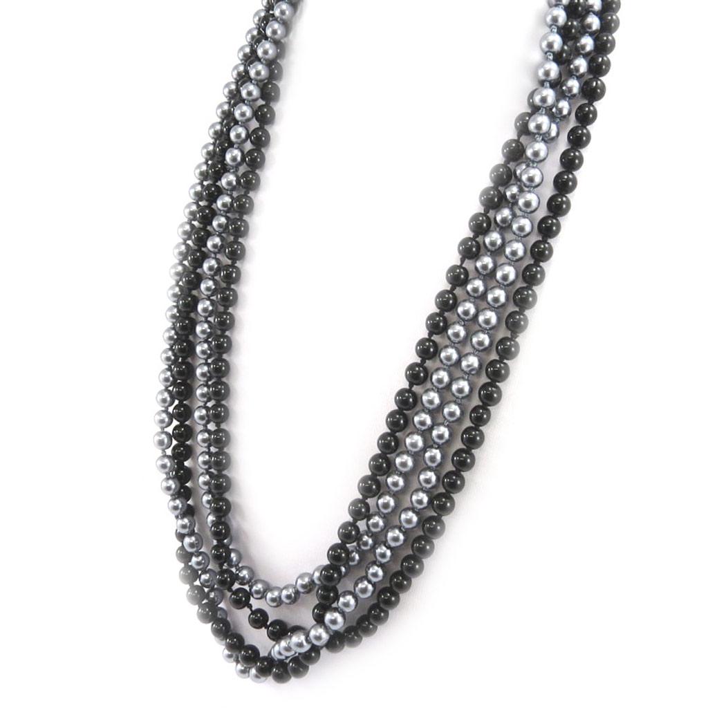 Les Trésors De Lily [L1635] - 2-tone Gray 'Sissi' Designer Necklace