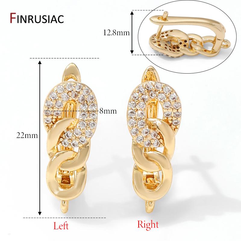 

18K Gold Plated Brass Earrings Hooks Clasps,Inlaid Zircon Fixture Earwire Fastener For DIY Jewelry Earrings Making Findings 1 pair