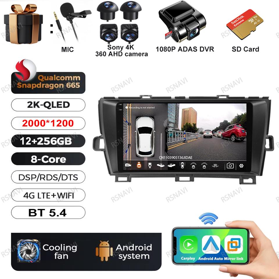 Car Radio Android 16 For Toyota Prius XW30 2009 - 2015 LHD BT DSP Viedo Player GPS Autoradio Multimedia 4G LTE QLED Head Unit