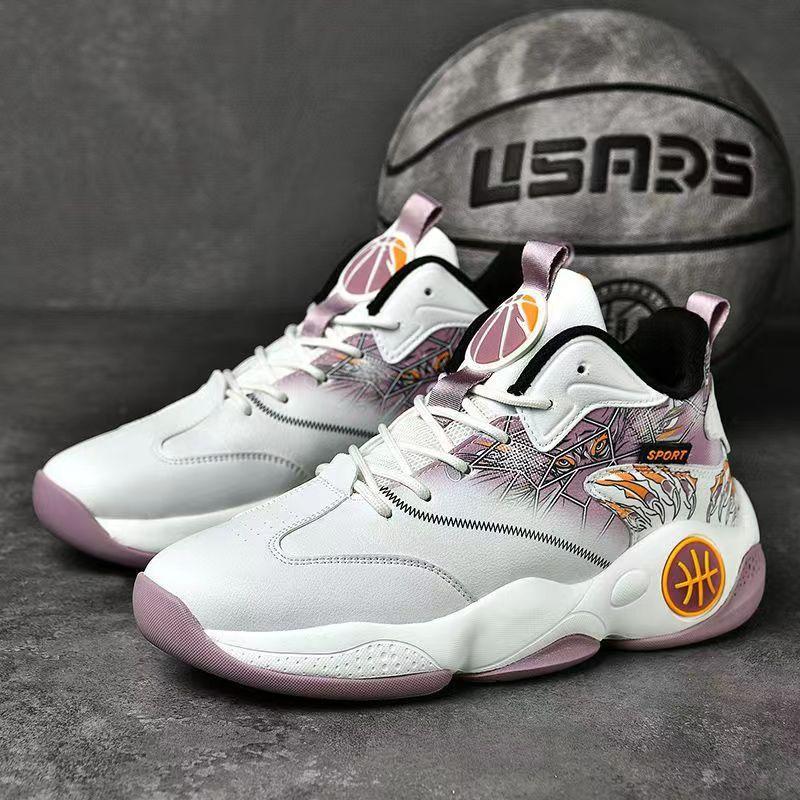 Trend Mody Wiosna i Jesień Buty Sportowe Młodzieżowe Wysokie Codzienne Buty do Biegania Powierzchnia Skórzana Męskie Guochao Ręcznie Malowane Buty do Koszykówki