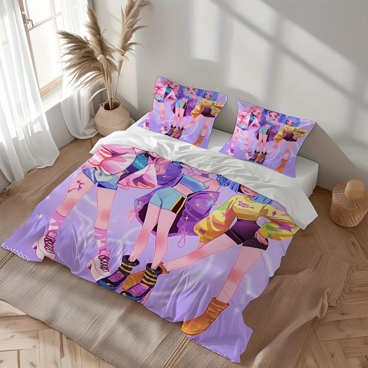 

Demon Hunter Sword Kpop Adorable Pastel Girls Design Bedding Set, Perfect for Girls Adults Bedroom Decoration, Kpop Rummy Sword EU Twin(135x200cm)