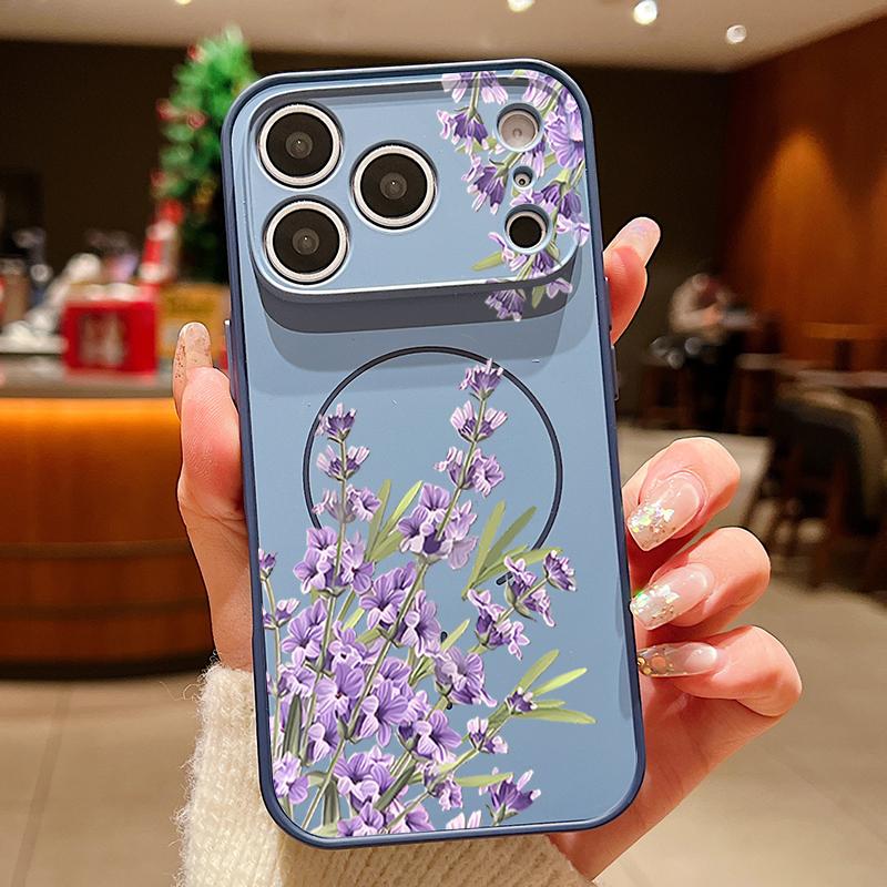Lavender Peony Rose Floral Pattern Case For iPhone 17 Pro Max Magnetic For Magsafe Hybrid Slim Matte Cover For iPhone 16 15 14 13 Pro Max