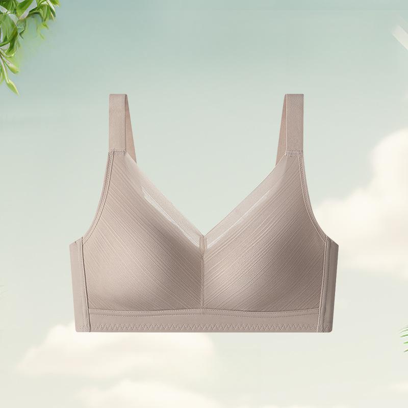 

Нежное нижнее белье для женщин, собранное вместе, тонкий дизайн без косточек, бюстгальтер с двойной грудью, против провисания, большой размер, дышащий бюстгальтер 42/95D хаки