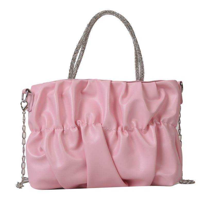 

Stylish Elegant Folded Sparkling Tote Bag For Women Street Trend рожевий