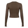Women Casual Slim Fit Long Sleeve O-Neck T-shirts Tops Spring Fall Solid Color Tees with Thumb Holes Streetwear