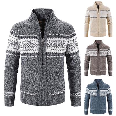 Heren Casual Winter Rits Trui Opstaande Kraag Bedrukt Vest Tops Trui Blouse Jas
