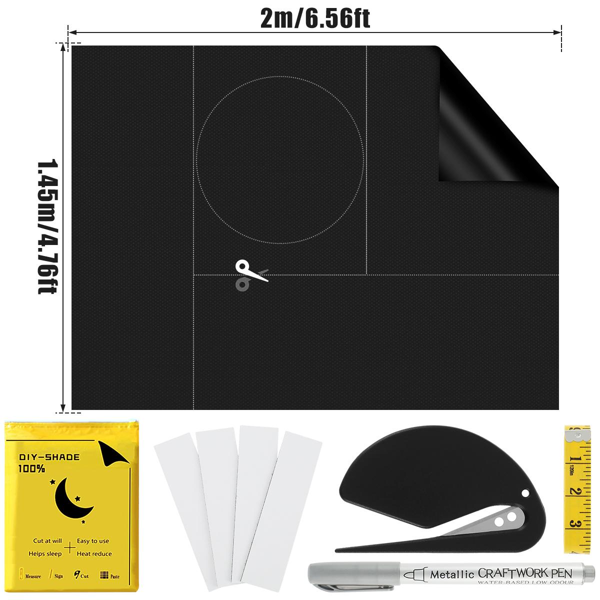 Портативная штора блэкаут черная ткань Оксфорд светоблокирующая штора самоклеящаяся защита приватности затемняющая штора для путешествий 1Pc чёрный