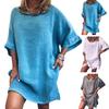 Casual Dress Loose Fit Split Hem Mid-long Sleeves No Shrinkage Casual