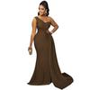 New Fashion Solid Color Sexy Tight One-shoulder Sleeve Long Dress for Party - Women's Private Wear Aristocratic Style Evening Gown