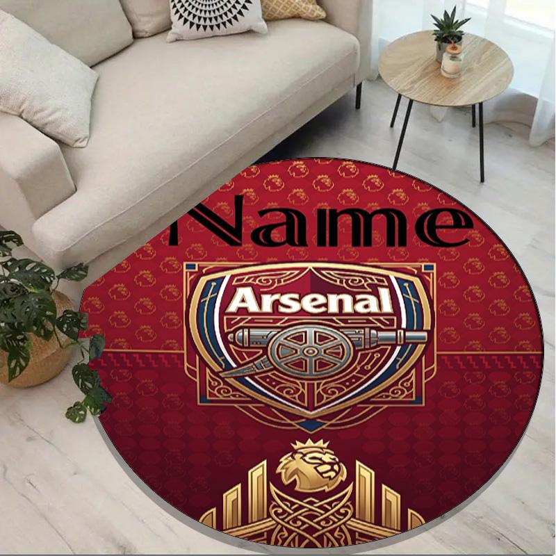 Benutzerdefinierter Name Personalisierter Arsenal F.C Druck Runder Teppich, Vielseitiger Heimdekorations-Teppich, für Spielzimmer, Wohnung, Balkon, Eingangsbereich, Flur Geschenk