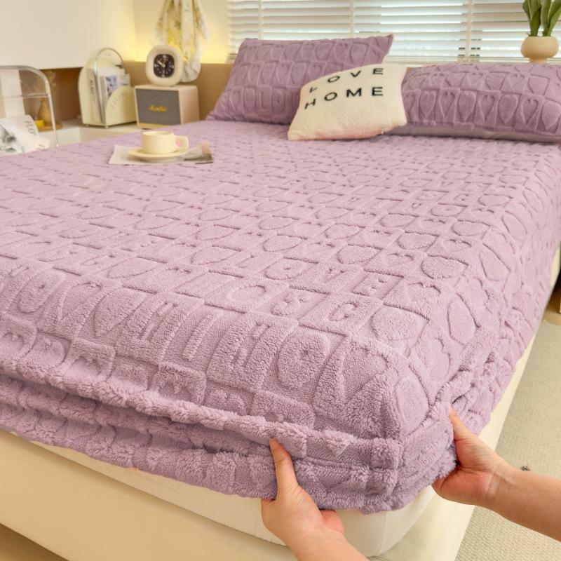 2025New Thickened Warm Bed Sheet Single Piece Autumn Winter Coral Fleece Bed Sheet Taffeta Mattress Protector