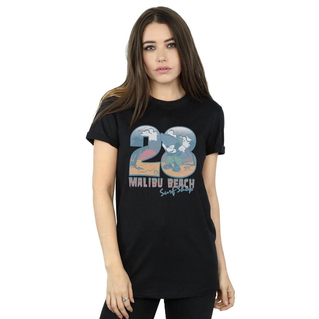 Disney Womens/Ladies Mickey Mouse Surf Shop Cotton Boyfriend T-Shirt