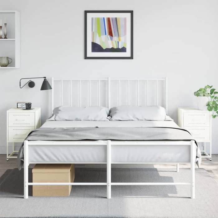 VidaXL Bedside Tables 2 Pcs White 36x39x60.5 Cm Steel, Cabinet, Side Cabinet, Phone Stand, Bedside Table 846469