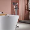 Rose Gold Bathtub Faucet Set Brushed Gold Floor Standing Bathtub Mixer Black Bathtub Faucet Rotation Spout with Handshower Head