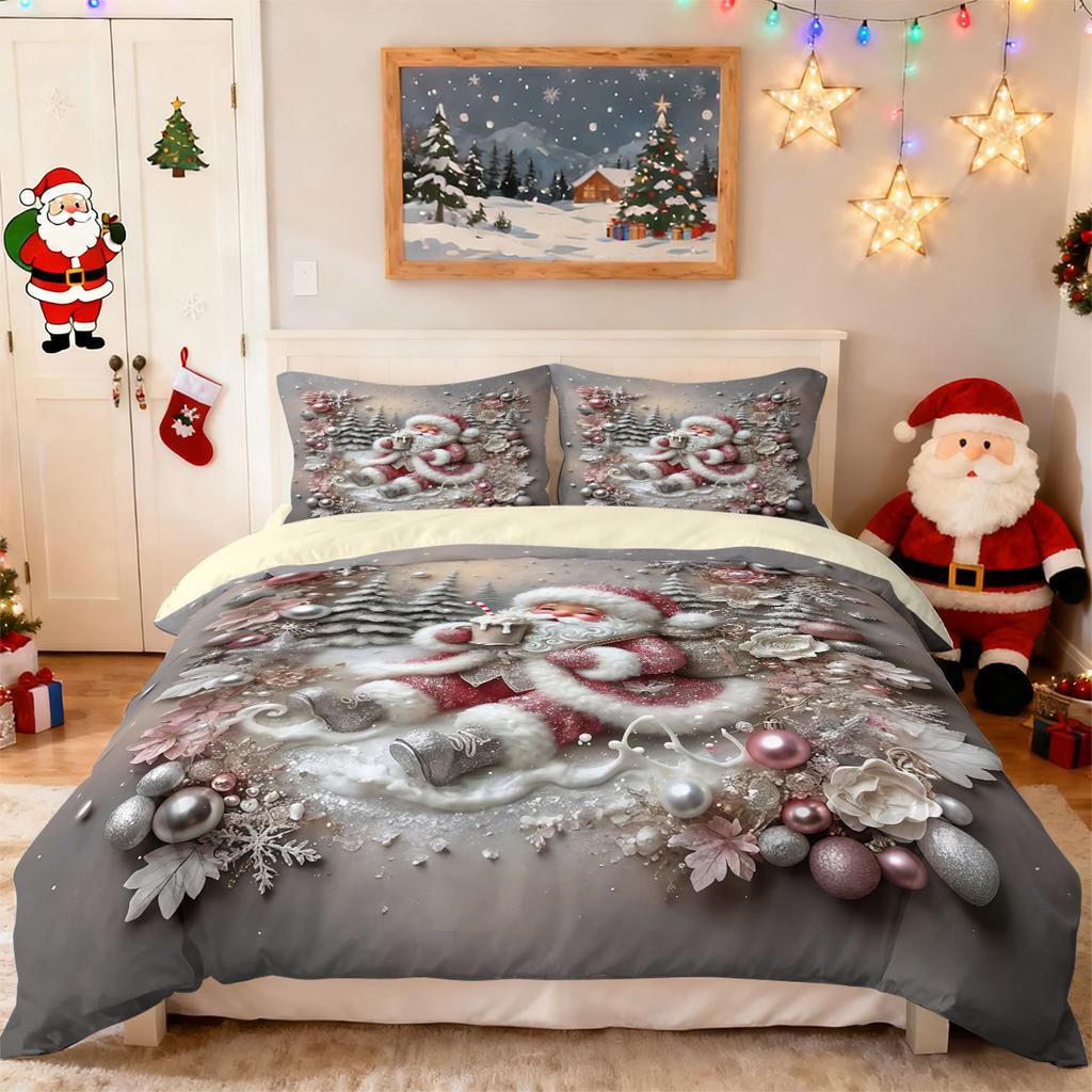 Christmas Snowman Three-Piece Quilt Cover Custom Digital Printing Bedding Set Distribution