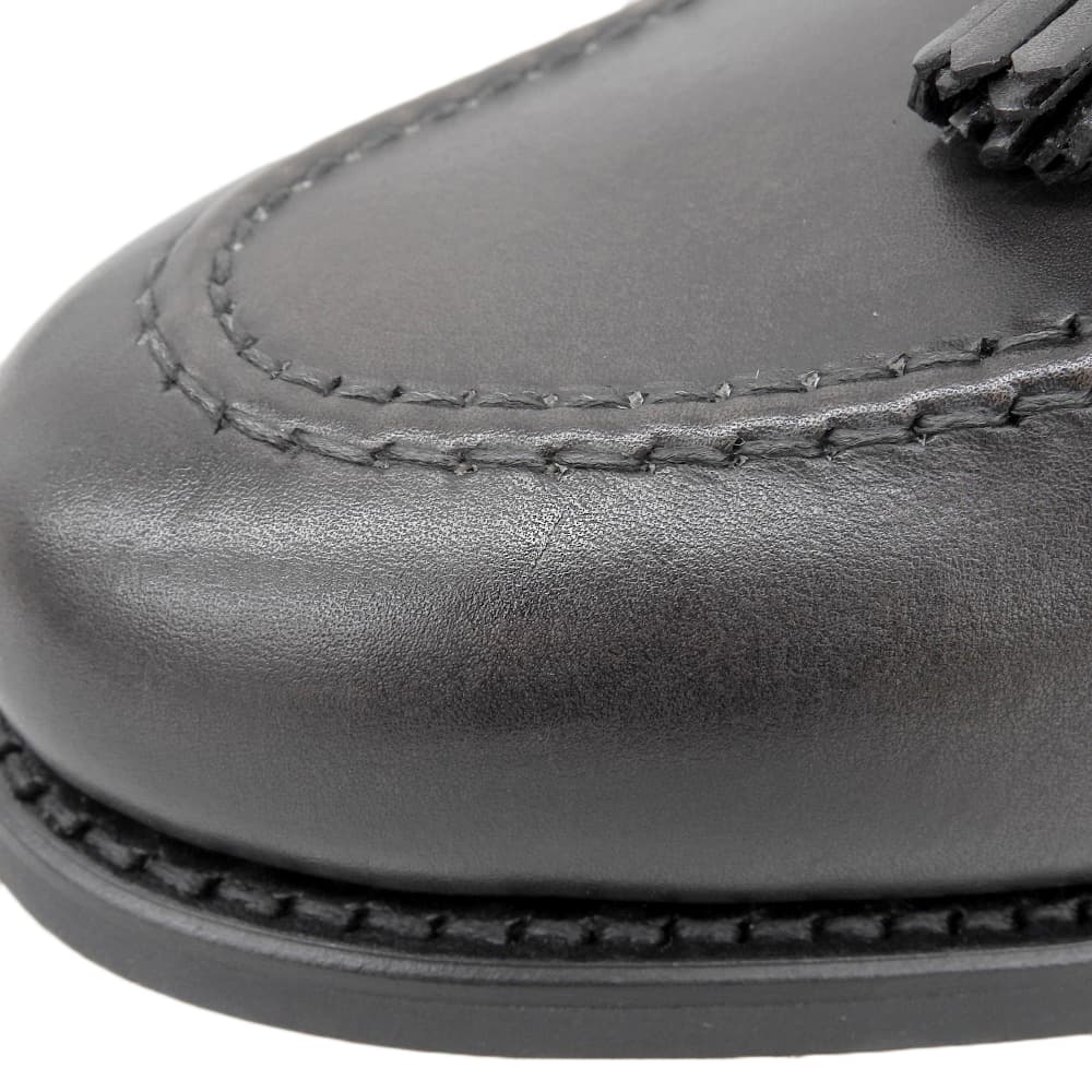 BERWICK Men's Leather Tassel Loafers, Black, Size 7 1/2, 4340 shoes 7 1/2 blackUsed