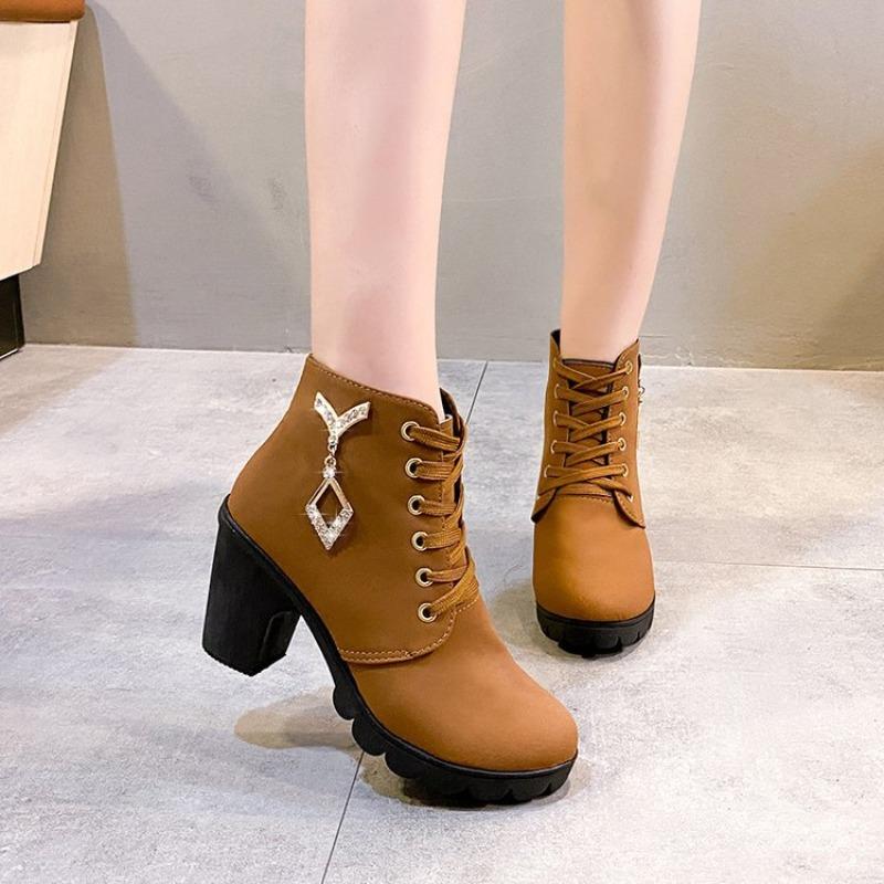 Large size short boots women's autumn and winter new high-heeled women's boots muffin thick-heeled fashion boots