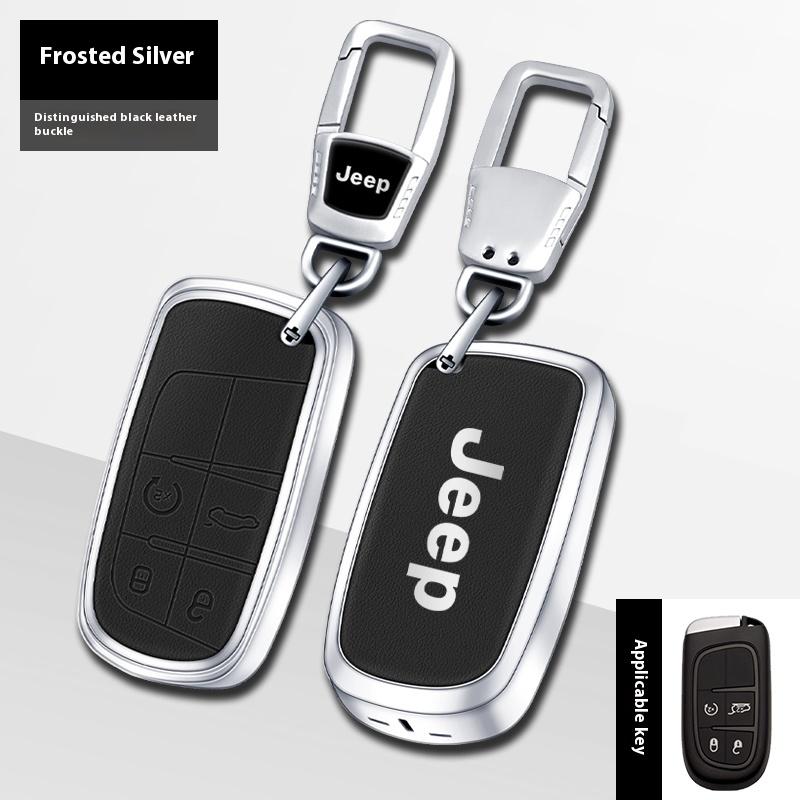 Car Alloy Key Case Key Bag Shell Key Chain Jeep Grand Cherokee Wrangler JK Renegade Patriot CommanIder Compass Gladiator Wagoneer