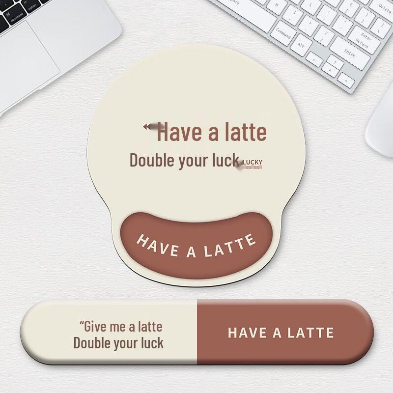 Fumede Latte Ergonomic Mouse Pad & Keyboard Wrist Rest Set