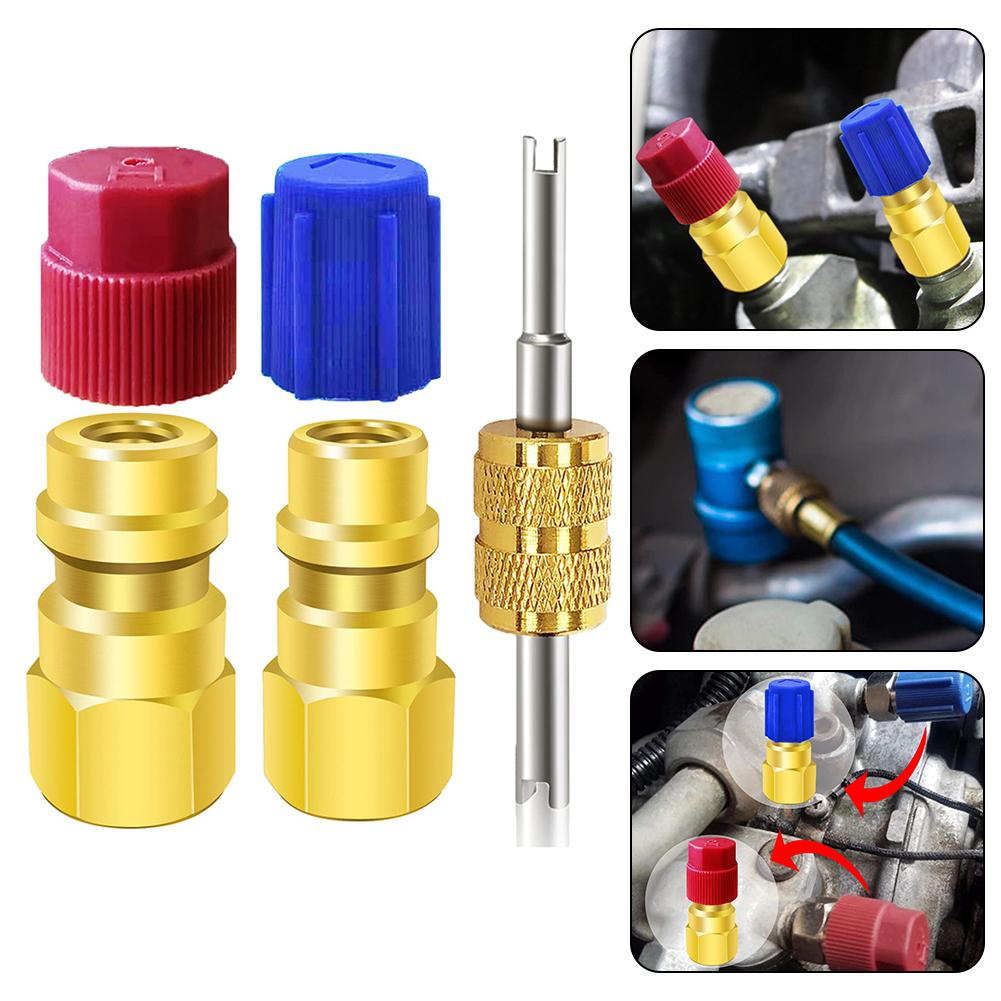 2pcs R12 To R134A Air-Condition A/C Filling Valve Fitting Port Adapter Retrofit Car Conversion Kit Automobile Parts