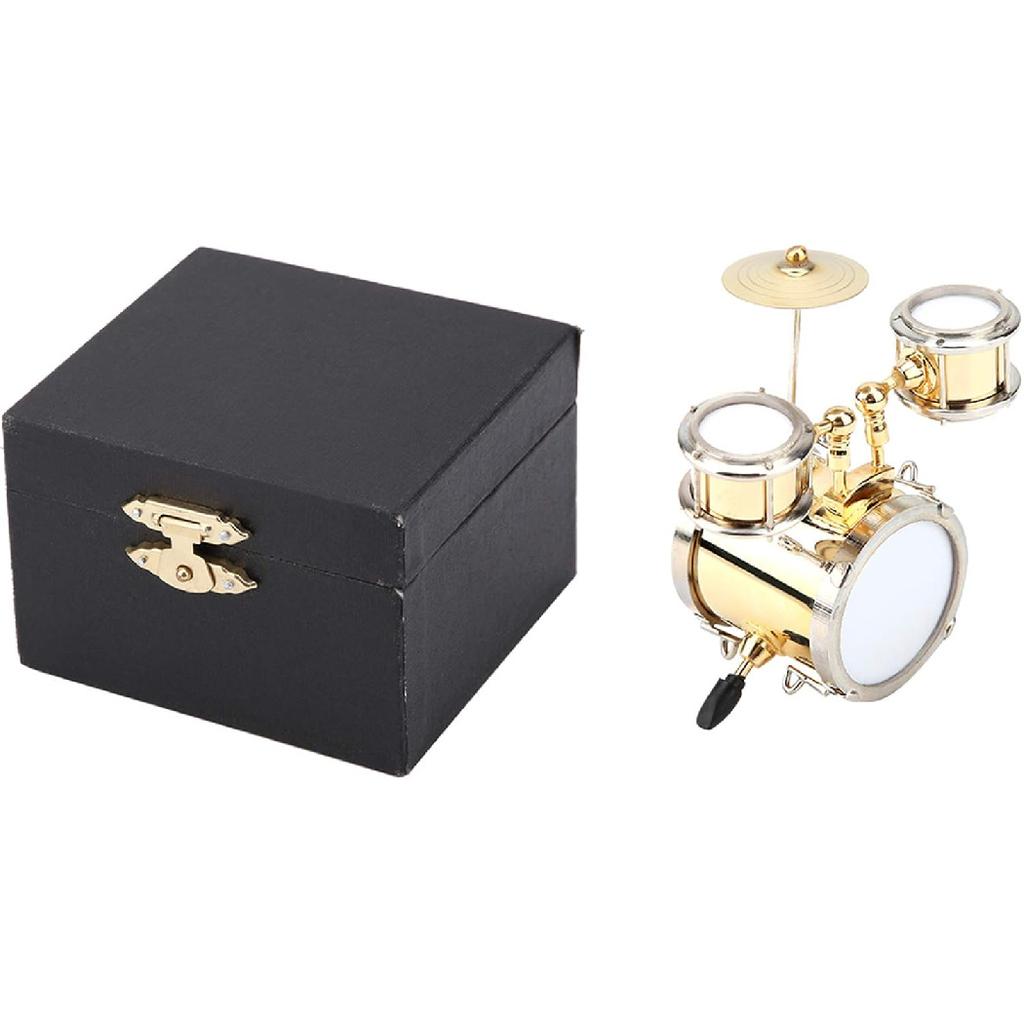 Miniature Drum with Case, Miniature Musical Instrument Model Replica Drum Set Mini Drum Miniature Dollhouse Model Ornament Drummer Gift Music Room