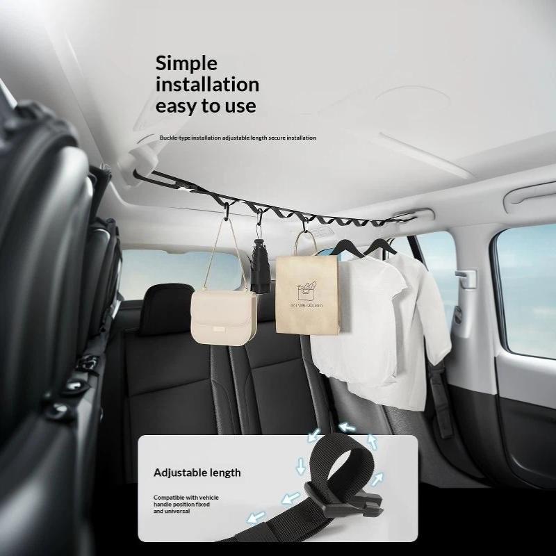 Car Clothes Drying Rope Easy To Store Multifunctional Hanging Hanger for Car Rear Seats Outdoor Road Trip Camping