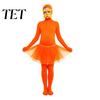 Unisex Zentai Suit Orange Full Bodysuit, with Tulle Skirt, Fake Belly, Yellow Mustache & Eyebrows, Solid Color Costume Open Face Suit, Halloween