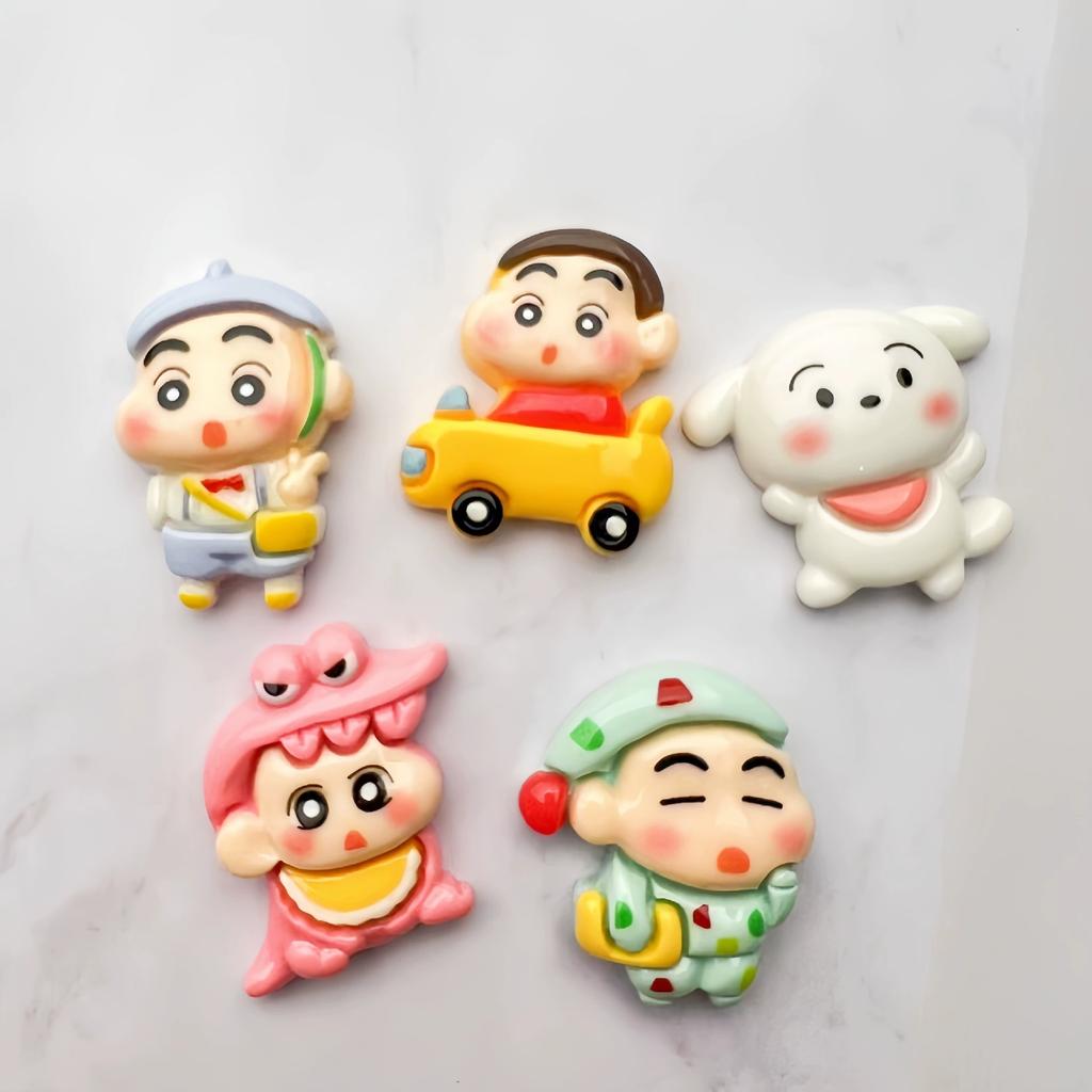 10pcs/set Cartoon Crayon Shin-chan Anime Model Pajamas COS Resin Accessories Cream Glue Phone Case Refrigerator Material Patch