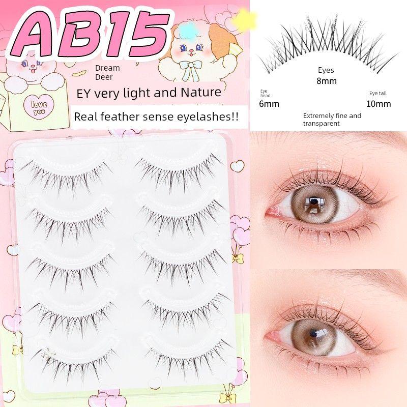 

Menglu [W-57] Women s Team Distinct Look Natural Thick One Piece Fake Eyelashes 5 Pairs Ab15
