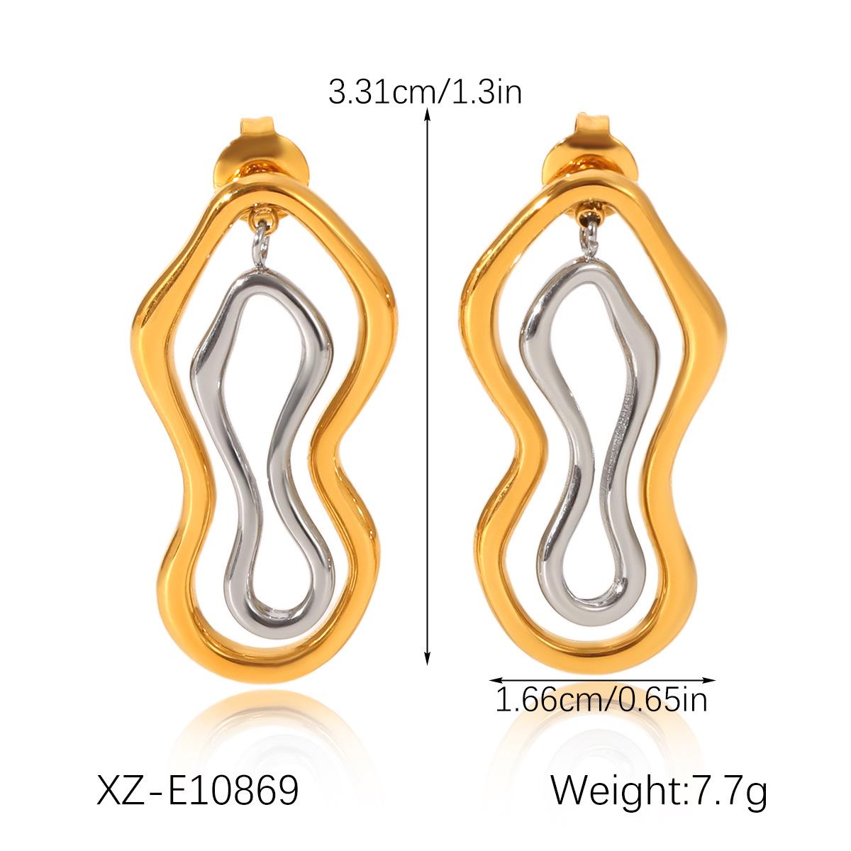 

18k Gold Women s Geometric Stainless Steel Color-Block Earrings with Unique Design