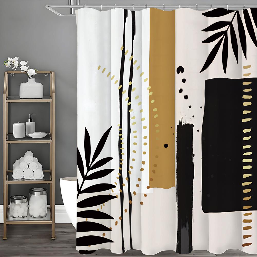 

Современная минималистичная шторка для душа с геометрическим рисунком листьев, декоративная шторка для ванной, водонепроницаемая шторка для душа с крючками 150*180cm