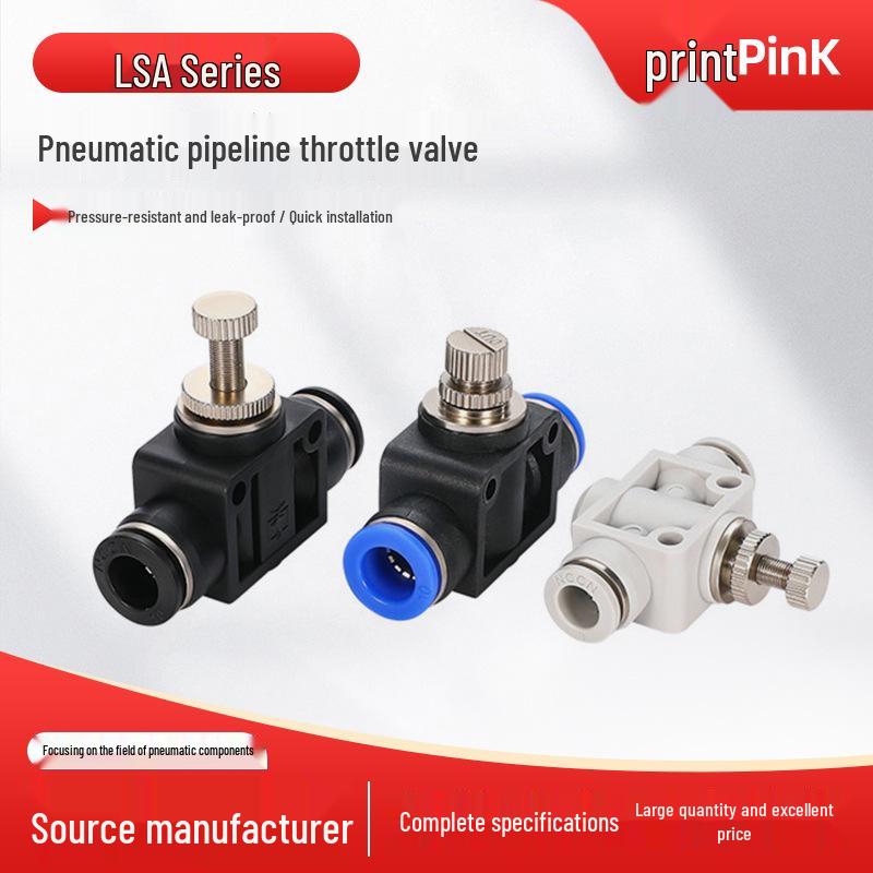 Pneumatic Air Hose Connector: Quick Push-In Throttle Valve (4-12mm) Flow Regulator