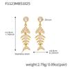 Qiong Yao Geometric Zirconia Fish Bone Earrings - 18K Gold Plated Stainless Steel, Versatile European American Fashion Ear Clips