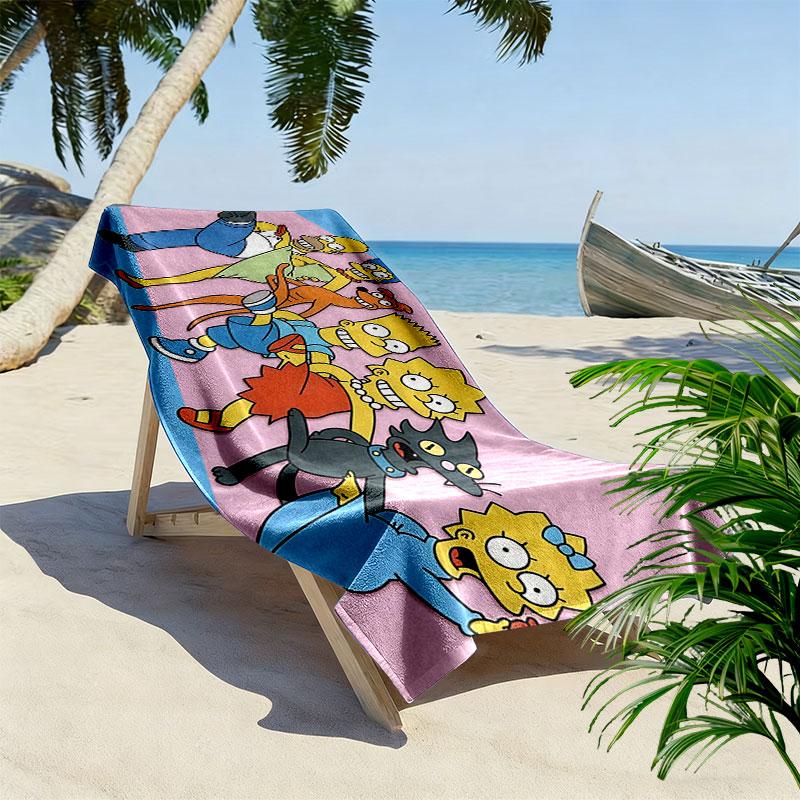 The Simpsons Cartoon Poster Print Beach Towel, Large Soft Quick Dry Towel for Beach Camping Swimming