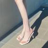 Popular Temperament Women's Sandals Outer Wear Toe Transparent High Heels Summer Square Head Stiletto Fairy Slippers
