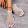 Summer Large Size Women Round Toe Flat Bottom Sandals Hollow Short Boots Water Diamond Sexy Flat Bottom Fashion Banquet Slippers