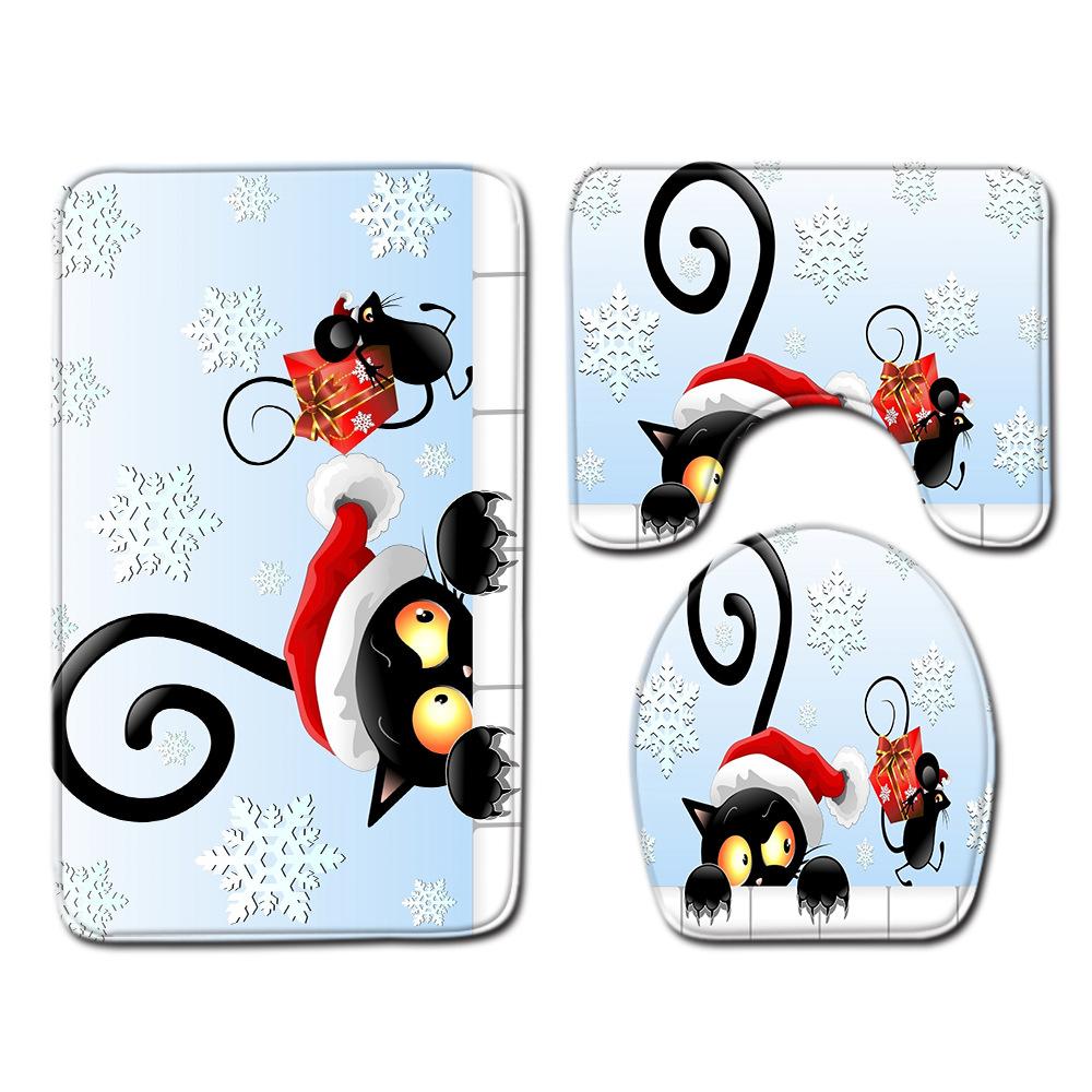 Christmas Bathroom Floor Mat Toilet Three-Piece Set