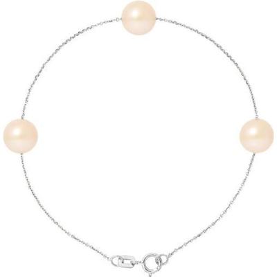 Bracelet - - 3 Freshwater Cultured Pearls 7-8 Mm - 925 Silver - Women - 18 Cm