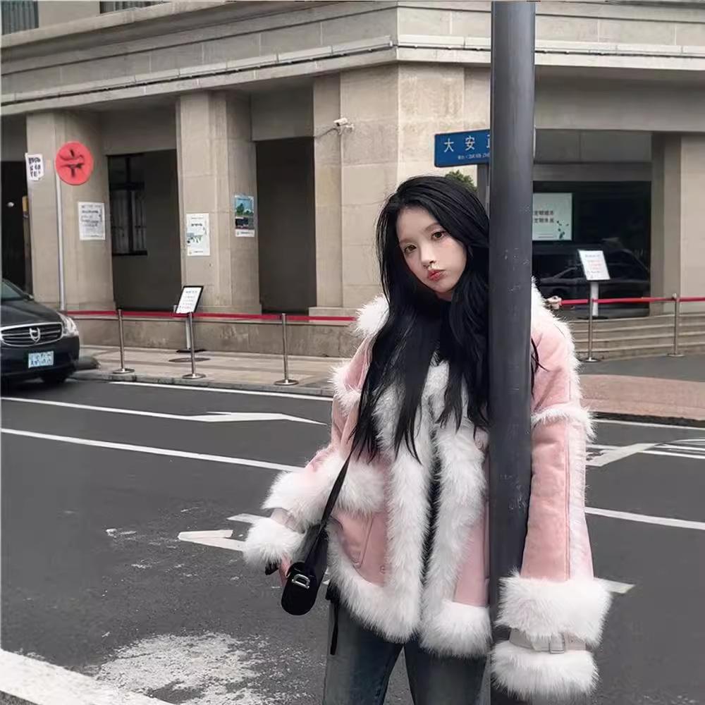 

Новая куртка-локомотив с искусственным мехом лисы и интегрированной овечьей шерстью, женская зимняя шуба L 115-65kg