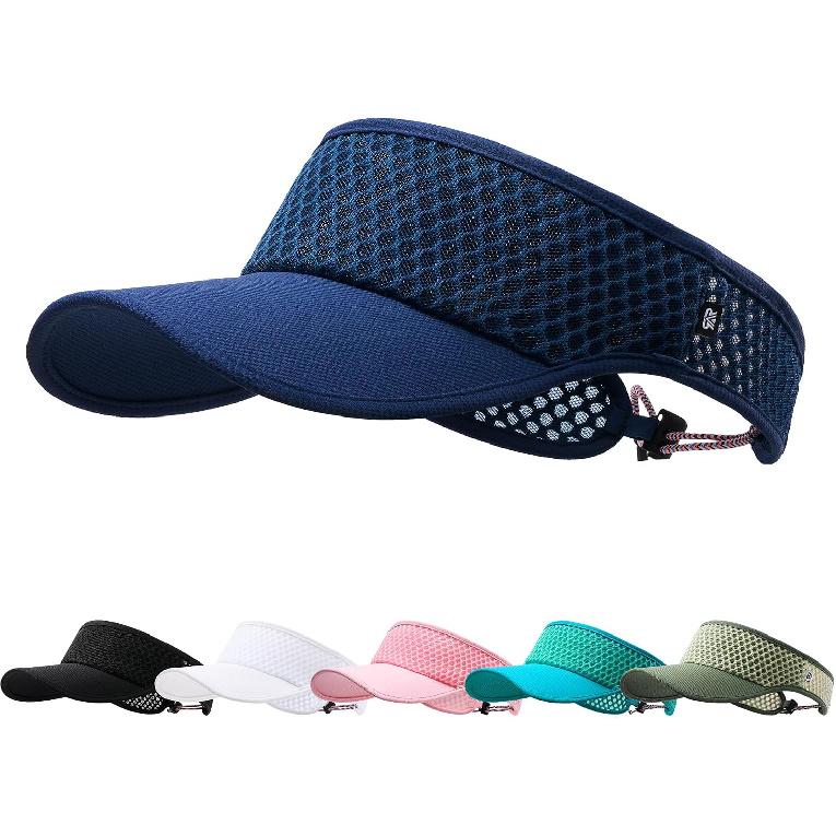 AUSFLUG Sun Visor Hat Men Women - Moisture Wicking Lightweight Sports Cap | Quick dry breathable mesh, adjustable ponytail strap, sun blocking for