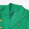 European Green Double-Breasted Women's Suit Jacket with Lion Head Buttons, V-Neck, Slimming Design, Versatile Style