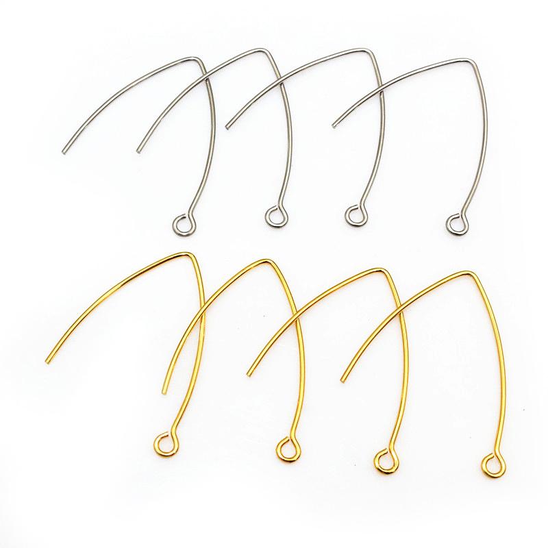 100pcs 30x17mm/40x22mm Stainless Steel V-shape French Earring Hooks Earwire DIY Earrings Jewelry Making Accessories Findings
