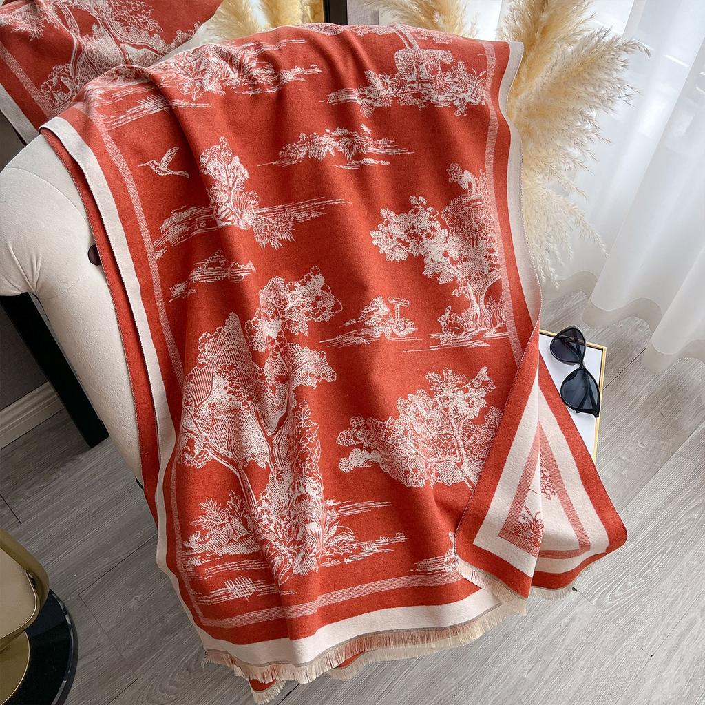 Fashion Warm Scarf Women'S Winter High Sense Classic Color Temperament Big Shawl Scarf Light Luxury Autumn And Winter