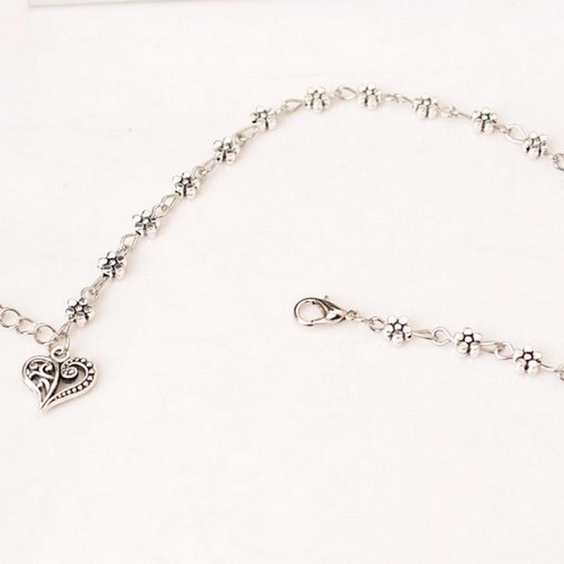 Heart Flower Anklet for Women Ankle Bracelet Tobillera Boho Foot Chain Jewelry