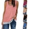 Summer New Women's Lace Spliced Tank Top, Casual Crew Neck Sleeveless T-shirt for Women, European & American Style