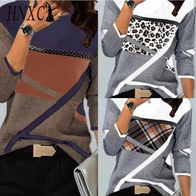 HNXC Women's Fashion Casual Long Sleeve O  Neck Blouses & Shirts