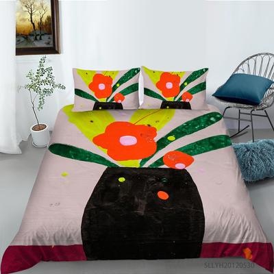 Quilt Cover Pillowcase Two Or Three-Piece Set Simple Abstract Oil Painting Series Polyester