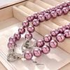 High Quality 10Mm Retro Premium Heavy Metal Purple Artificial Crystal Pearl Necklace Clavicle Chain