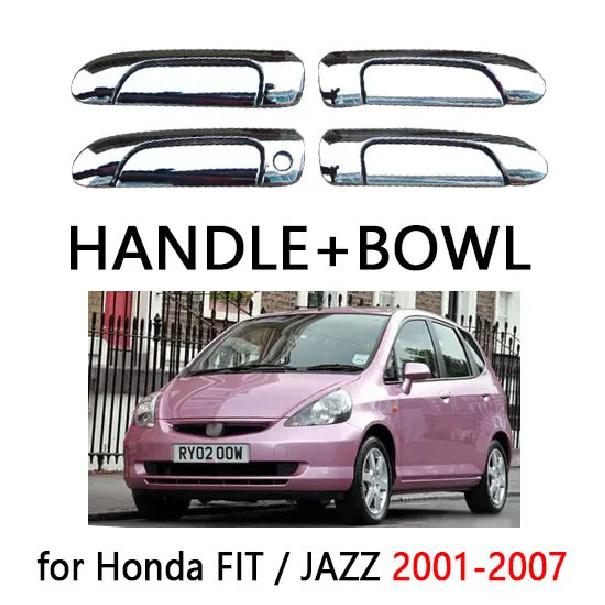 For Honda Fit Jazz Chrome Door Handle Covers Trim Set of 4Pcs 2001-2013 Car Accessories Stickers Car Styling for FIT 2001 to 2007